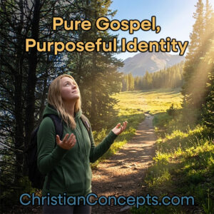 Woman in forest trusting God's Gospel for purpose and identity.